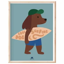 Sale Affiche Chien Surfeur Enfant Décoration Murale|Déco Murale Enfant