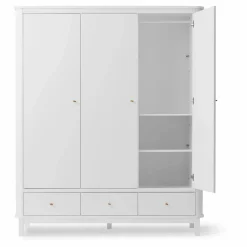 Clearance Armoire 3 portes en bouleau 204x168 cm | Enfant Rangement Enfant