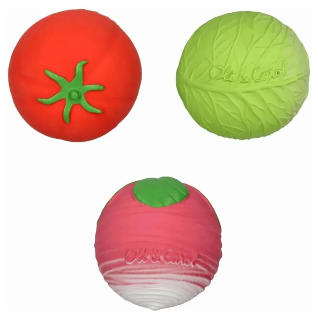 Best Balles sensorielles Salade de légumes - Lot de 3 Hochets Et Anneaux De Dentition|Jouets D'Éveil