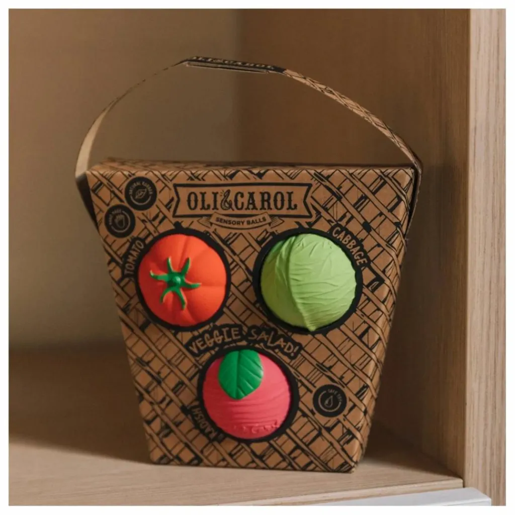 Best Balles sensorielles Salade de légumes - Lot de 3 Hochets Et Anneaux De Dentition|Jouets D'Éveil