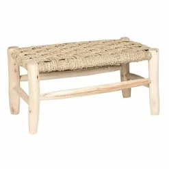 Sale Banc en bois et feuille de palmier - L60 cm x H30 cm Chaises, Tabourets, Bancs
