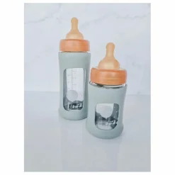 Sale Biberon en verre à col large avec housse de protection Débit moyen | Biberons|Puériculture