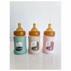 Clearance Biberon en verre à col large avec housse de protection Débit lent | Biberons|Puériculture