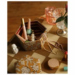 Discount Boites hexagonales Botanical en bois et coton - Set de 2 | Petits Rangements