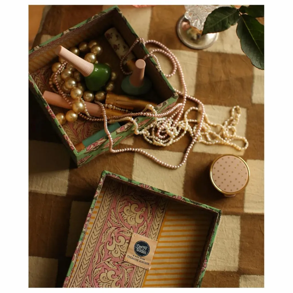 Online Boîtes carrées Emma en bois et coton - set de 2 | Petits Rangements