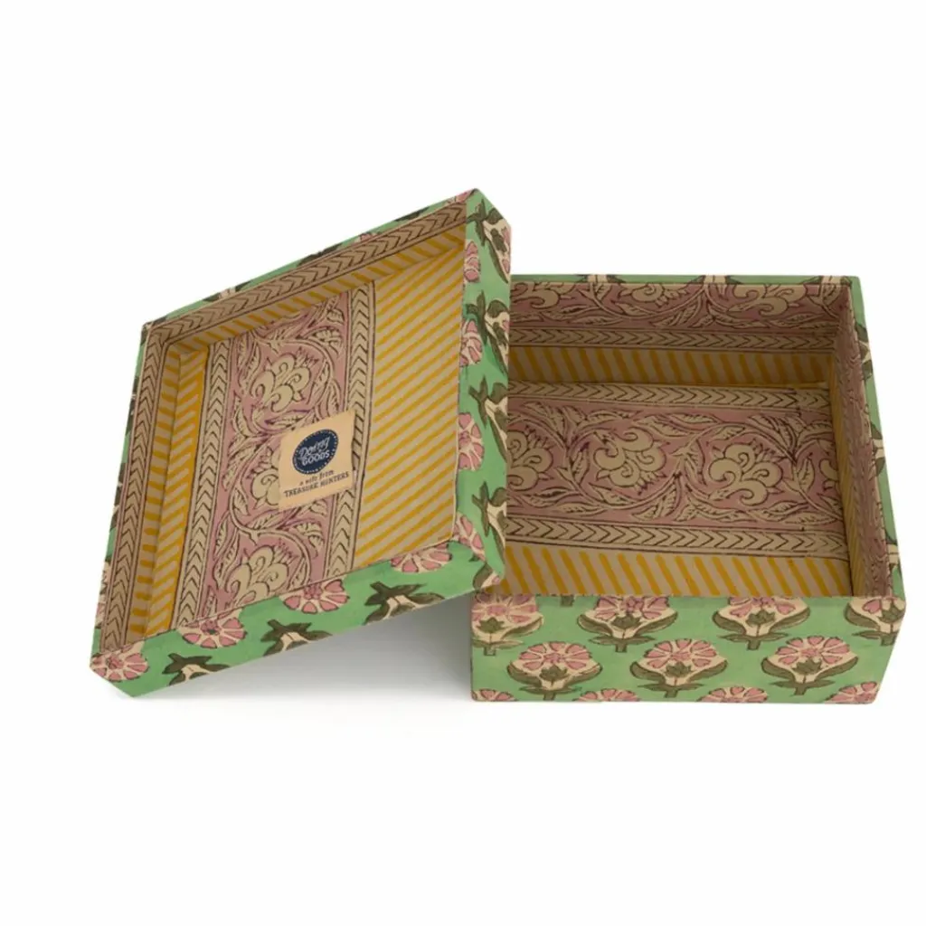 Online Boîtes carrées Emma en bois et coton - set de 2 | Petits Rangements