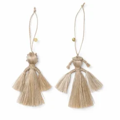 Boule de noël Anges en jute - Set de 2 Enfant Décoration De Fête