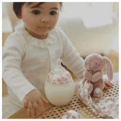 Coffret biberon en silicone médical et doudou lange Augustin le lapin Toile de Jouy - x Tartine et Chocolat | Biberons|Cadeau De Naissance