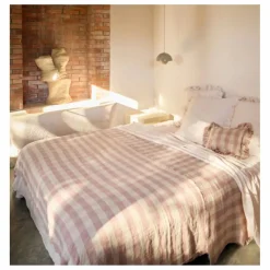 Hot Coussin à volants en lin lavé Vichy Cottage | Coussins