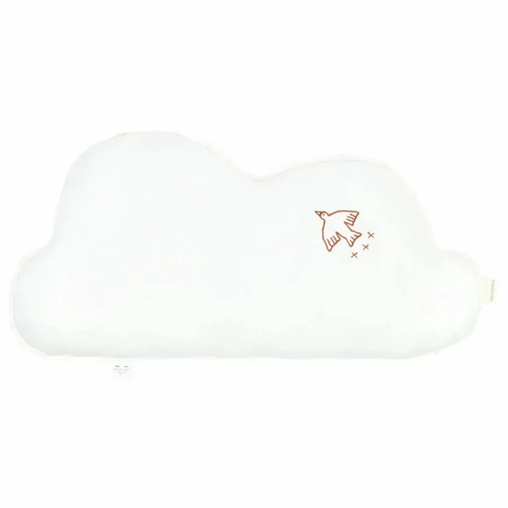 Best Coussin Nuage avec broderie Oiseau - Lin Français | Enfant Coussins|Coussins Enfant