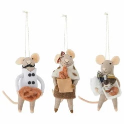 Discount Décoration souris à suspendre en laine Peo - Set de 3 | Enfant Décoration De Fête