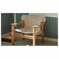 Outlet Fauteuil Bernard en chêne et toile, Shane Schneck Canapés, Fauteuils