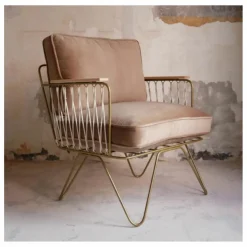 Sale Fauteuil Croisette doré mat, velours | Canapés, Fauteuils