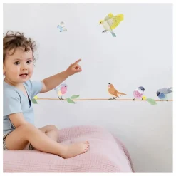 Frise branche d'oiseaux de printemps Enfant Décoration Murale|Déco Murale Enfant