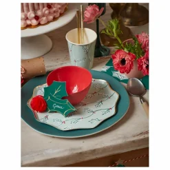 Hot Grandes assiettes Noël motifs Block Print - set de 8 Enfant Décoration De Fête