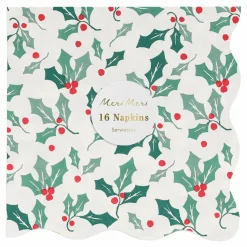 Sale Grandes serviettes Houx - set de 16 Enfant Décoration De Fête