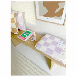 Housse de coussin en laine Damier | Lilas Enfant Coussins|Coussins Enfant