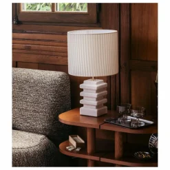 Best Lampe à poser Marta céramique craquemé et coton plissé | Luminaires