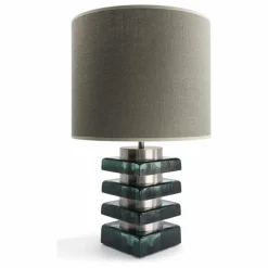 Discount Lampe à poser Marta en verre et tissu texturé | Luminaires