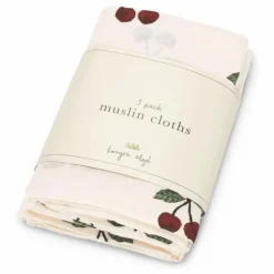 Langes en coton bio Cherry - Set de 3 | Langes|Bavoirs, Langes