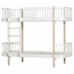 Hot Lits superposés Wood 90x200 cm en chêne échelle face Enfant Lits, Matelas Enfant