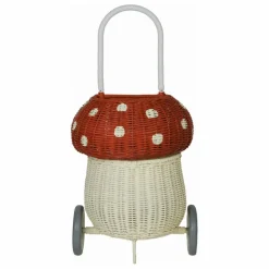Clearance Panier à roulettes en rotin Champignon | Enfant Rangements|Patères, Paniers Enfant