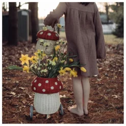 Clearance Panier à roulettes en rotin Champignon | Enfant Rangements|Patères, Paniers Enfant