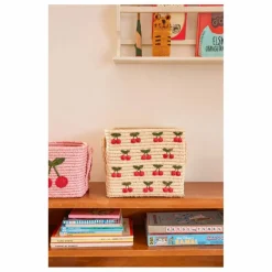 Clearance Panier de rangement en raphia Cerises Enfant Rangements|Patères, Paniers Enfant