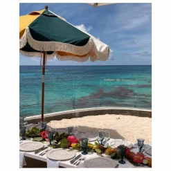 Discount Parasol frangé Market Mobilier De Jardin