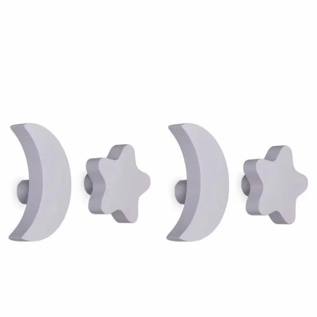 Patères Stars & Moons - Lot de 4 | Lilas Enfant Patères, Paniers Enfant