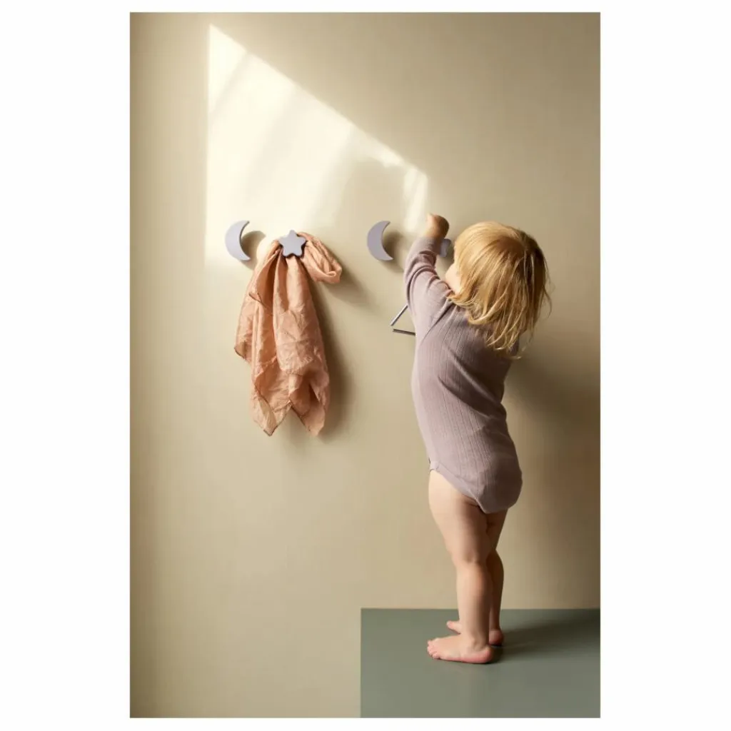 Patères Stars & Moons - Lot de 4 | Lilas Enfant Patères, Paniers Enfant