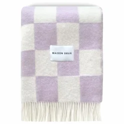 Sale Plaid en laine Damier | Lilas Enfant Linge De Lit Enfant|Linge De Lit