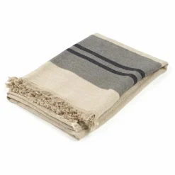 Clearance Plaid en lin Black House Stripe | Linge De Lit