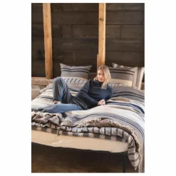 Clearance Plaid en lin Black House Stripe | Linge De Lit