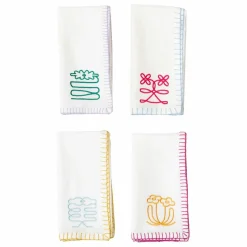 Serviettes de table brodées - Set de 4 Linge De Table|Art De La Table