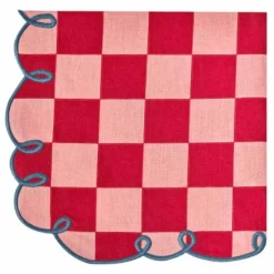 Best Serviettes de table vichy Dama Rosa - Set de 2 | Linge De Table|Art De La Table