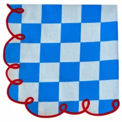 Best Serviettes de table vichy Dama Azzurro - Set de 2 | Linge De Table|Art De La Table