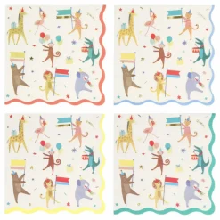 New Serviettes en papier Parade des animaux - Set de 16 Enfant Décoration De Fête