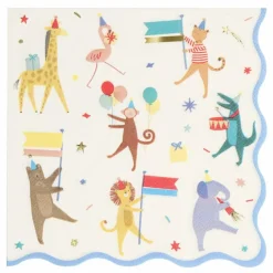 New Serviettes en papier Parade des animaux - Set de 16 Enfant Décoration De Fête
