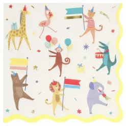 New Serviettes en papier Parade des animaux - Set de 16 Enfant Décoration De Fête