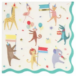 New Serviettes en papier Parade des animaux - Set de 16 Enfant Décoration De Fête