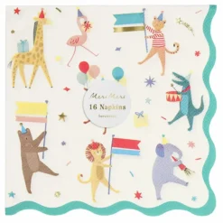New Serviettes en papier Parade des animaux - Set de 16 Enfant Décoration De Fête