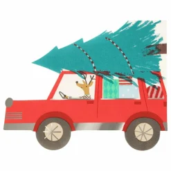 Serviettes en papier Voiture de Noël - Set de 16 Enfant Décoration De Fête