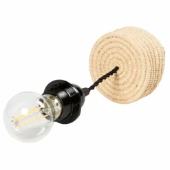 Online Système électrique, rosace en raphia | Luminaires