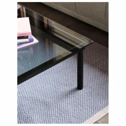 Table basse en verre Kofi, pietement en chêne | Tables, Bureaux