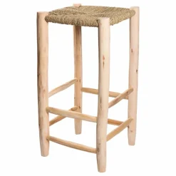 Discount Tabouret de bar en bois brut et palme Chaises, Tabourets, Bancs