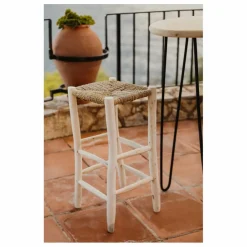 Discount Tabouret de bar en bois brut et palme Chaises, Tabourets, Bancs