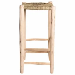 Discount Tabouret de bar en bois brut et palme Chaises, Tabourets, Bancs