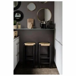 Tabouret de bar en bois peint et palme | Chaises, Tabourets, Bancs