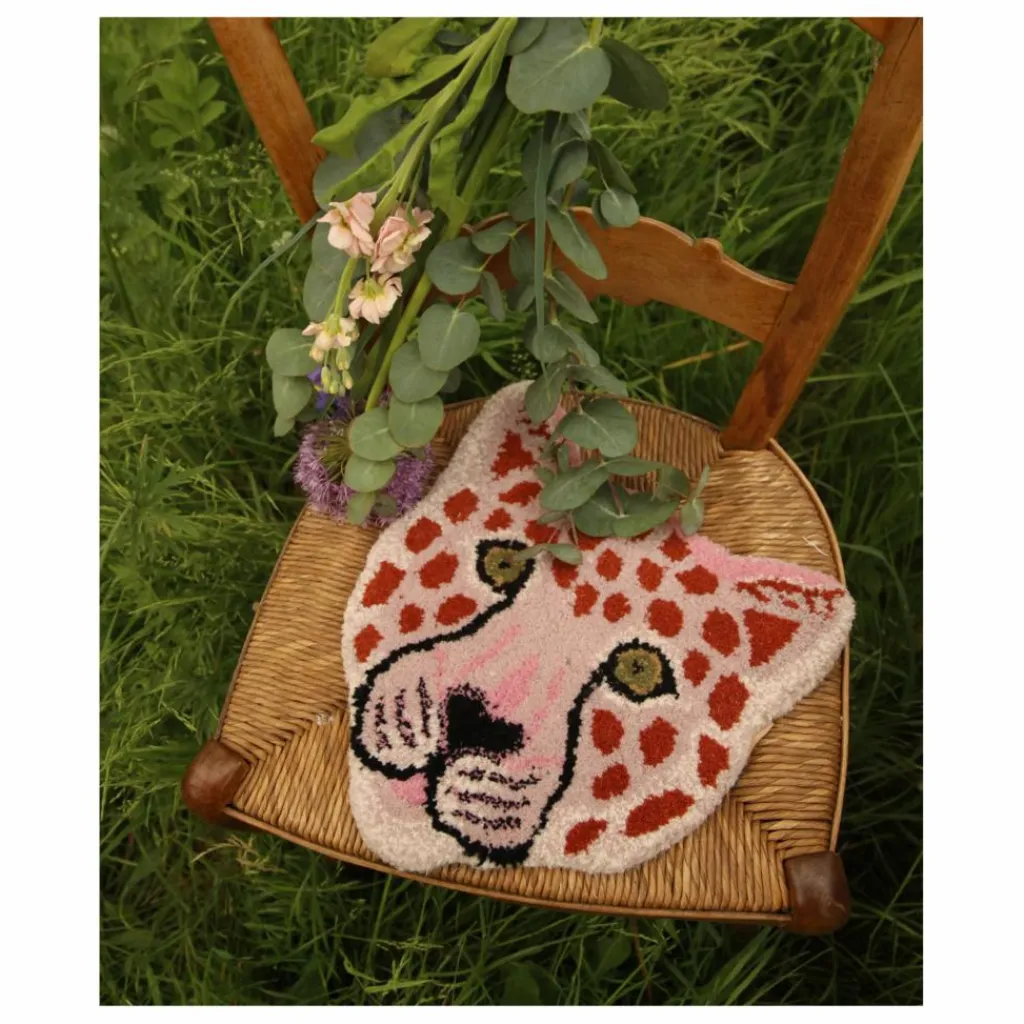Discount Tapis tête de léopard Pinky en laine | Enfant Tapis|Tapis Enfant